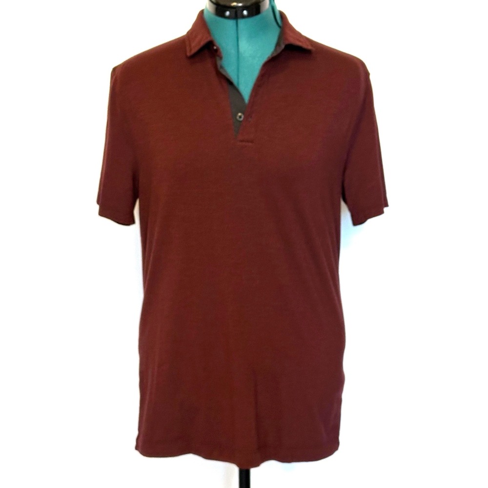 Lululemon Mens‎ Short Sleeve Polo Shirt Burgundy Size Medium Athletic Fit